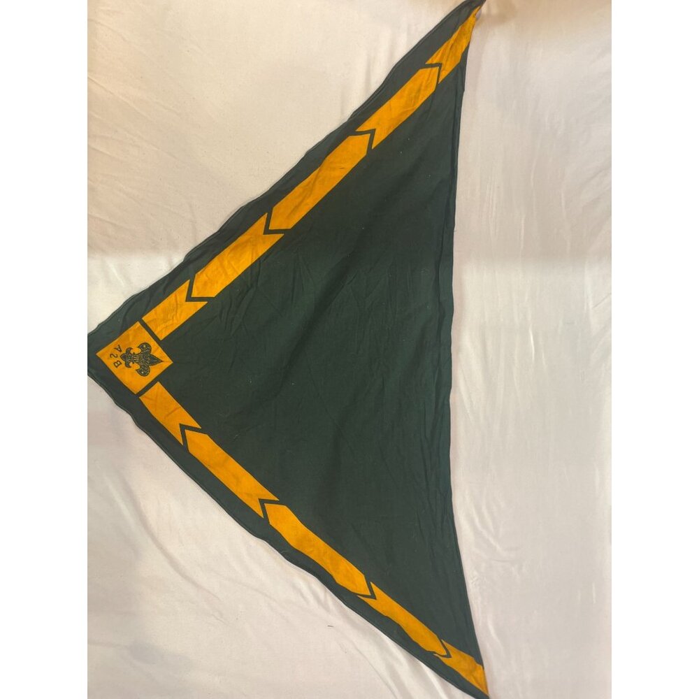 Vintage Boy Scouts of America Neckerchief BSA Green Gold Embroidered Tenderfoot